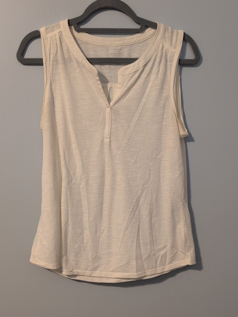 Sonoma Cream Henley-Style Sleeveless Tank